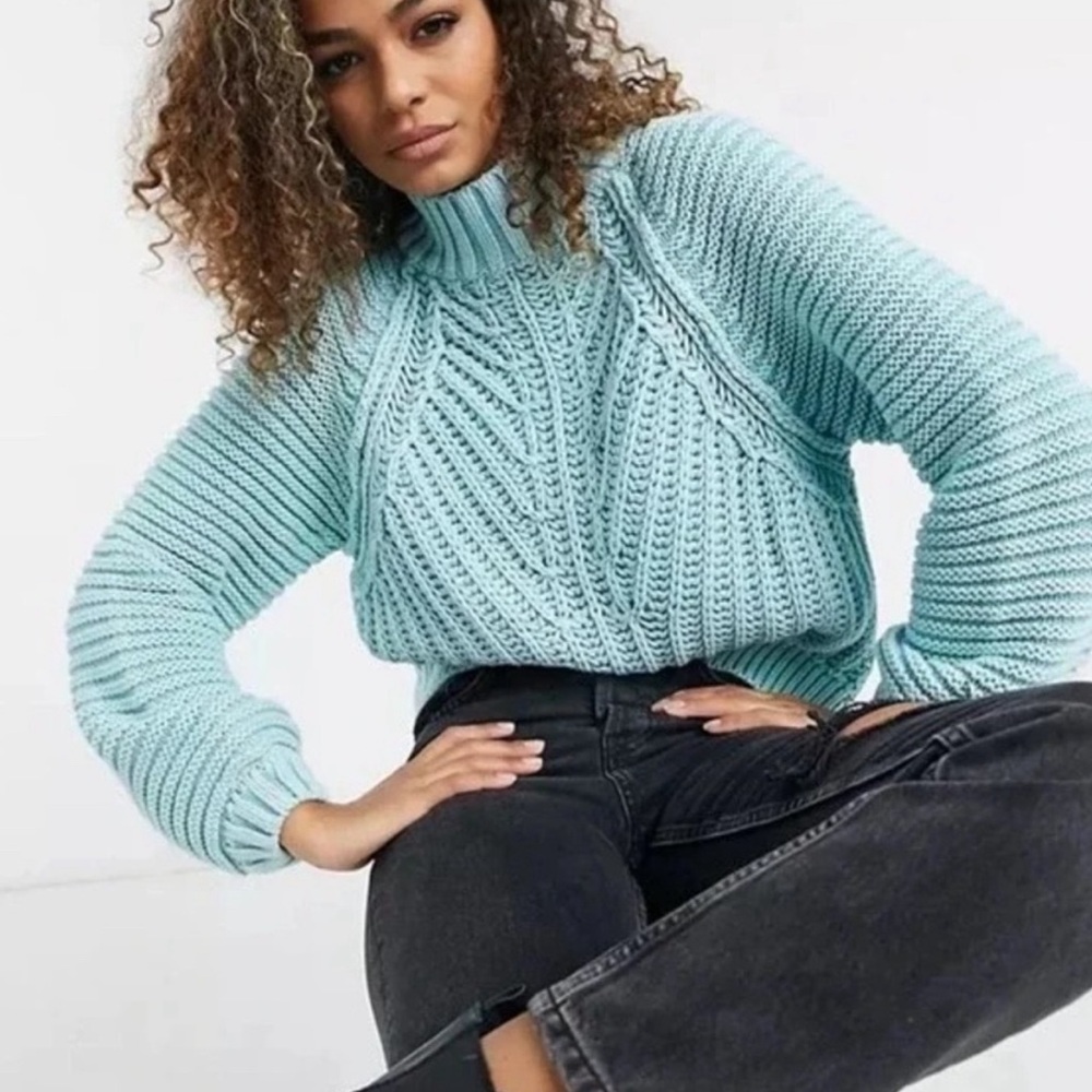 Free People Knit Sweetheart Sweater Ocean Pearl
